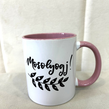 Mosolyogj! motivációs bögre, rózsaszín, MonikArt, 4. kép