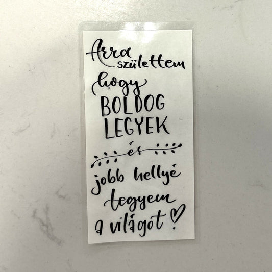 Arra születtem, hogy boldog legyek motivációs könyvjelző, MonikArt