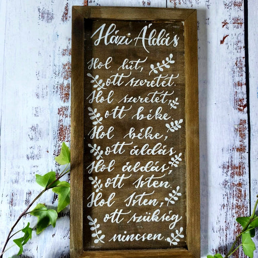 Házi áldás motivációs tábla, 30×15 cm, MonikArt